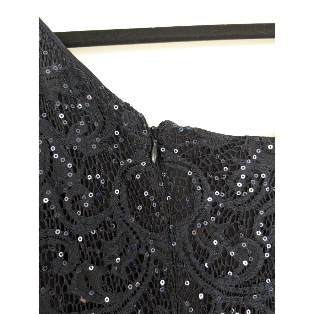 R&M Richards Navy Sequin Lace One Shoulder Jumpsuit Size 16 Evening Formal - Picture 8 of 10